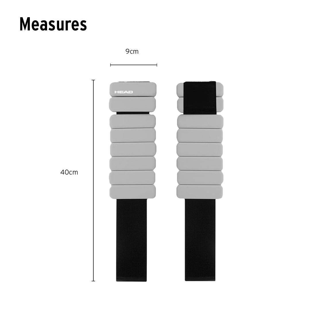 JUEGO DE 2 MUÑEQUERAS/TOBILLERAS AJUSTABLES DE 2KG CADA UNA HEAD
