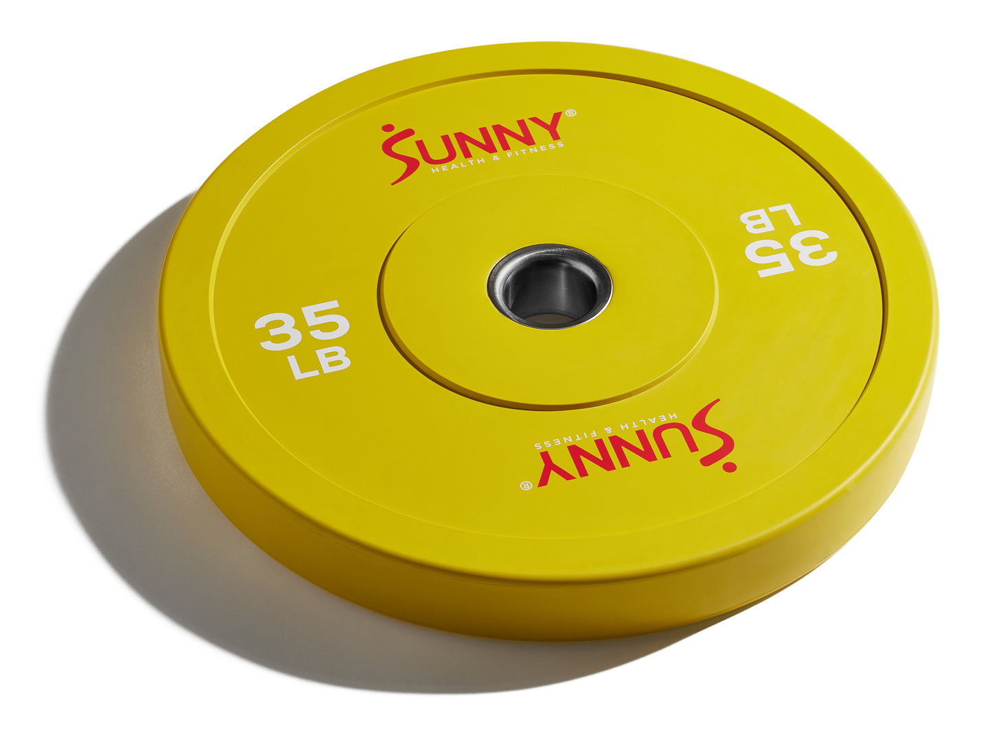 Par de Discos Olímpicos de Goma Amarillo de 35 LB - Sunny Health & Fitness