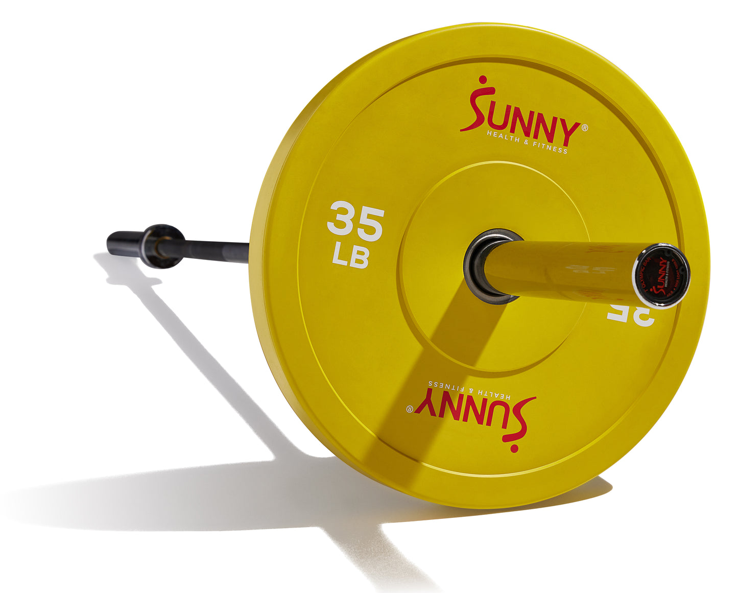 Par de Discos Olímpicos de Goma Amarillo de 35 LB - Sunny Health & Fitness