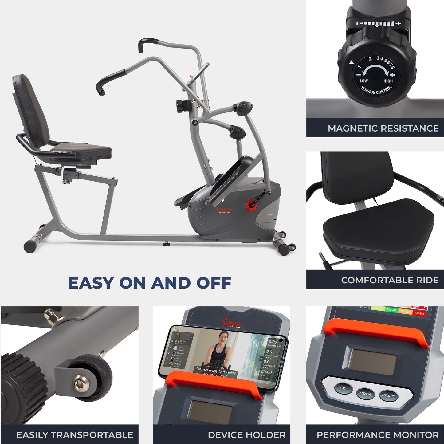 Bicicleta Recumbente Sunny Health & Fitness