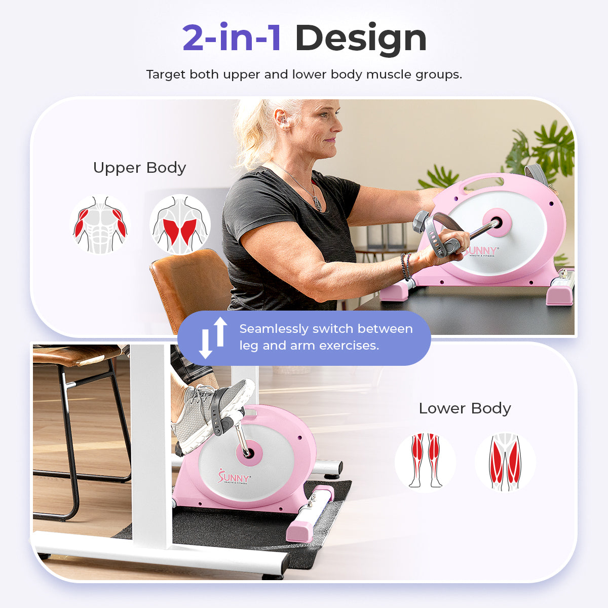 Sunny Health & Fitness Bicicleta de ejercicio inteligente mini para debajo del escritorio