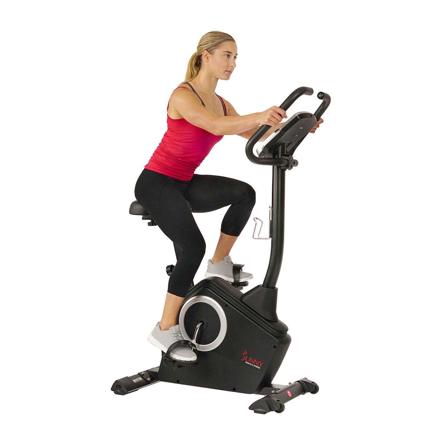 Sunny Health & Fitness Bicicleta de ejercicio magnética vertical programable
