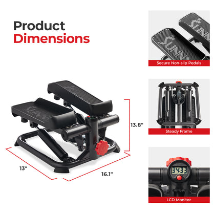 Sunny Health & Fitness Máquina de Escaladora 2 en 1 Total Body Smart Stepper,